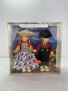 Vintage Matix handgefertigte Holland Puppen 7" Porzellan Junge & Mädchen niederländische Kostüme Neu im Karton - Bild 1 von 10