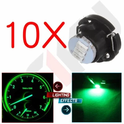 10Pcs Green T5/T4.7 Neo Wedge LED Bulb Dash A/C Climate Control Panel HVAC Light - Image 1 of 4