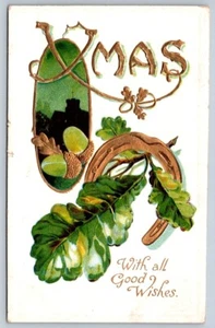 With All Good Wishes, 1908 Xmas Postcard, McCreary Manitoba Broken Circle Cancel - Picture 1 of 2