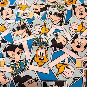 Disney Photographs Say Cheese Cotton Fabric 36" X 44" Mickey Pluto Goofy Donald - Picture 1 of 4