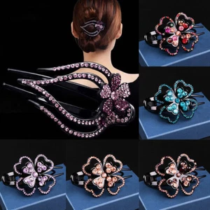 Mujeres Estrás Cola de Poní Soporte Cristal Flor Pato Clip Accesorios para el Cabello - Imagen 1 de 32