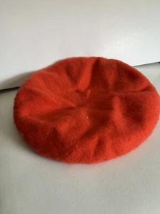 Beret Hat Felt Fabric In Orange Color - Picture 1 of 4