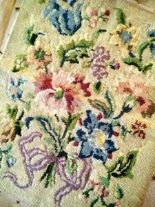 Jacobean Flower Bouquet Completed Tapestry Vintage Hand Made Panel -Ready to use - Picture 1 of 12