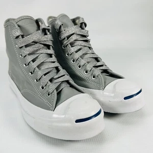 Converse Jack Purcell High OX GRAY Leather Sneakers Unisex Men's 5 / Women's 6.5 - Picture 1 of 11