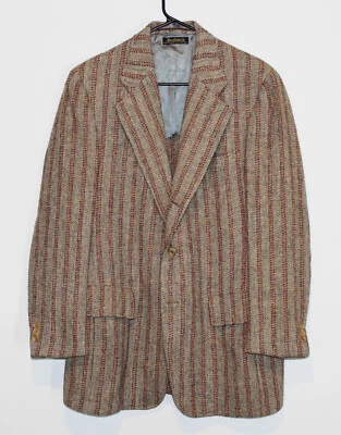 Abrigo Deportivo Southwick EE. UU. Vintage Rayas Tweed 3 Rollos 2 Hiedra Remo 42L Foto 1 de 4