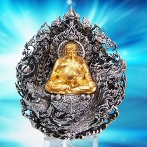 Thai Amulet Medallion Phra Sangkajjai Phat Real Silver Wat Huai DuanBE2565 No.33 - Picture 1 of 24