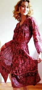 SALE!!! Vintage Indian COTTON 2 Piece Hippie Bohemian Sheer Shirt & Skirt Adini - Picture 1 of 11