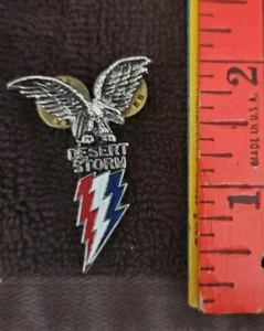 Multiple New 1991 Desert Storm Eagle Lightning Bolts Camo Military Lapel Pin 2" - Picture 1 of 2