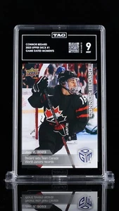 2023 Upper Deck Game Dated Moments CONNOR BEDARD #1 Graded TAG 9 (935) CANADA - Imagen 1 de 2
