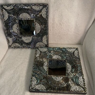 Two’s Company Glass Bangles & Beads Square Framed Mirrors Set 2 - Image 1 of 4