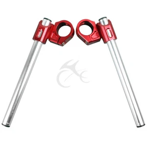 Red 37mm Clip-On Handlebars Fit For Kawasaki Ninja 250R 2008-12 EX500 1994-2009 - Picture 1 of 2
