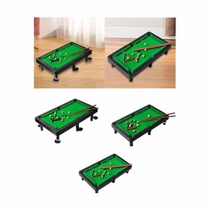 Mini Tabletop Pool Set Pool Cues Play Toy Office Miniature Pool Table Billiards - Picture 1 of 22