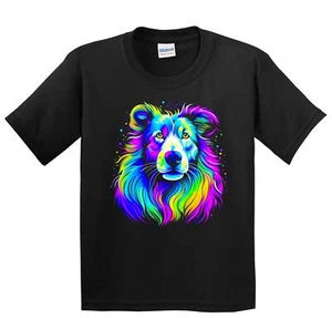Collie Psychedelic Dog Art T-Shirt - Collie Owner Gift - Kids Collie Shirt - Picture 1 of 4