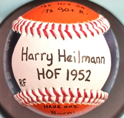HAND PAINTED HARRY HEILMANN HOF 1952 STATISTICS BASEBALL DETROIT TIGERS - Image 1 of 4