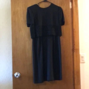 Talbots Embroidered Knee Length Bi-Level, Black Dress - Size 4 - Picture 1 of 4