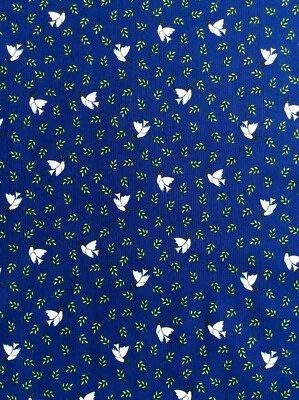 FABRI-QUILT Fat Quarter Doves 2 x 2 on Dark Blue 100% Cotton Quilting Fabric