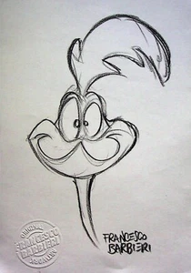 ROAD RUNNER - Signed FRANCESCO BARBIERI Hand Drawn Convention Art 8.5" x 6" - Picture 1 of 2
