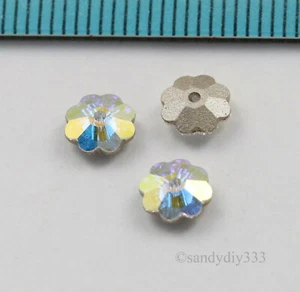 12x SWAROVSKI 3700 CLEAR CRYSTAL AB MARGARITA 6mm Foiled FLOWER SPACER BEAD - Picture 1 of 2