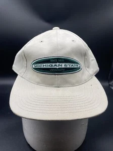 Vtg Michigan State Spartans Strapback Dad Hat Tan Top Of The World - Picture 1 of 9