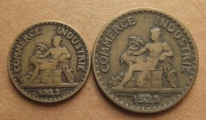 1923 France 1 Franc and 50 Centimes - Circulated Coins - Commerce Industrie - Picture 1 of 2