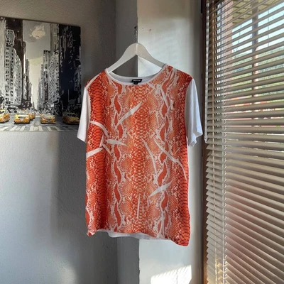 Just Cavalli 蛇纹印花橙色短袖 T 恤 — 第 1/4 张图片