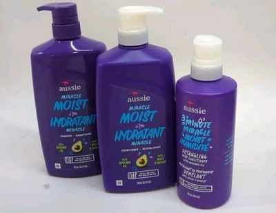 Aussie Miracle Moist Shampoo Conditioner 3Min Deep Cond. Avocado Oil Set - Image 1 of 4