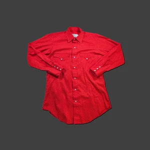 60s Western H Bar C Pearl Snap Shirt Red Polka Dot Medium - Bild 1 von 6