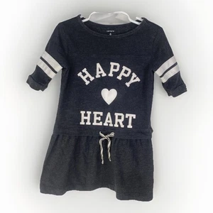 Carter's Skirt Dress Girls Size 6 Gray Short Sleeves Screen Print Happy Heart - Picture 1 of 9