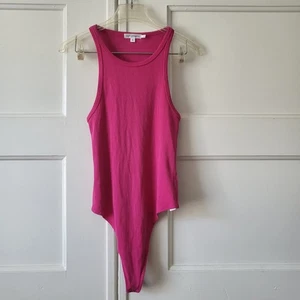 Good American geripptes Baumwoll Tank Top Tanga Body Hot Pink Gr. 4 (XL) - Bild 1 von 7