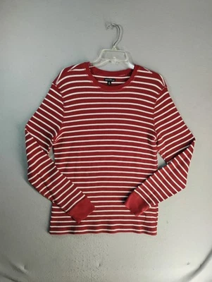 Camisa pulóver J Crew para hombre XL roja a rayas manga larga tejido gofre cuello redondo Foto 1 de 4