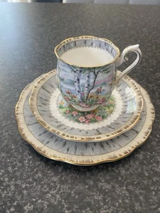 Royal Albert SILVER BIRCH China Trio Cup/Saucer Plate Set. Mini Size - Picture 1 of 5