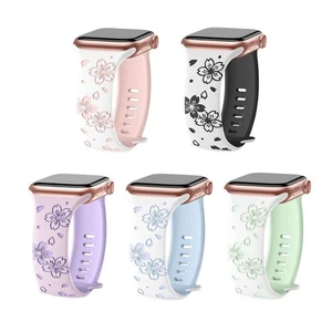 Silicone Silicone Bracelet Sakura Engraved Bracelet for Correa Iwatch Series - Picture 1 of 18