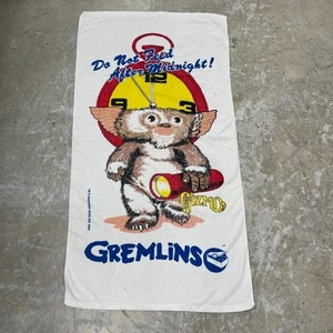Toalla de playa vintage Gremlins Gizmo "No alimentar después de la medianoche" defectos años 80 - Imagen 1 de 16