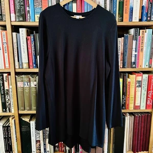 Purejill schwarzes Langarm-Tunika-Shirt mit Schößchen hinten, Gr. XL - Bild 1 von 8