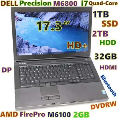 Workstation 17.3" DELL M6800 i7-QUAD FAST 1TB SSD + 2TB HDD DVDRW 32GB M6100 2GB - Image 1 of 4