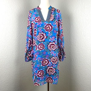 Cabi Dress Women’s Primrose Blue Pink Floral Shift style Long Sleeves 5612 Small - Picture 1 of 9