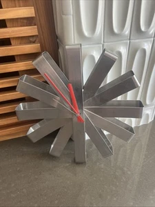 Modern Umbra Ribbon Wall Clock Modernist Stainless Steel - Picture 1 of 4