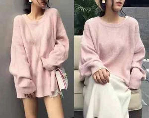 Suéter suéter de punto suelto de gran tamaño con cuello redondo de manga larga para mujer - Imagen 1 de 4