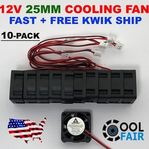 12V 25mm Cooling Fan 2510 25x25x10mm 2-pin DC Computer Micro Mini Cooler 10-Pack - Picture 1 of 5