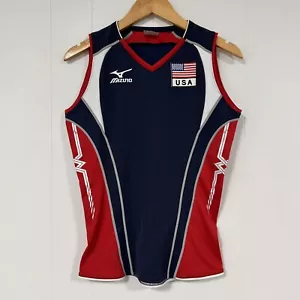 Mizuno Team USA Volleyball Jersey Women's Size L Jaspo Patriotic Shirt - Picture 1 of 13