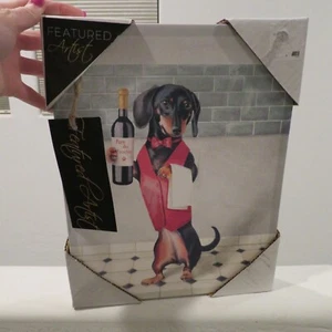 Dachshund Dog Wall Art Print Chef Wine Maitre D Black Tan Featured Artist NWT - Picture 1 of 6
