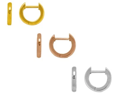 Huggie Earrings 14K Solid Yellow White Rose Gold Small Hoop Earrings Women - Image 1 of 4