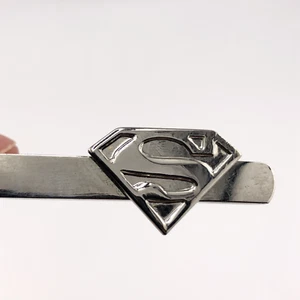 SUPERMAN TIE CLIP Silver Tone Super Hero Groom Best Man Gift Wedding Accessory - Picture 1 of 12