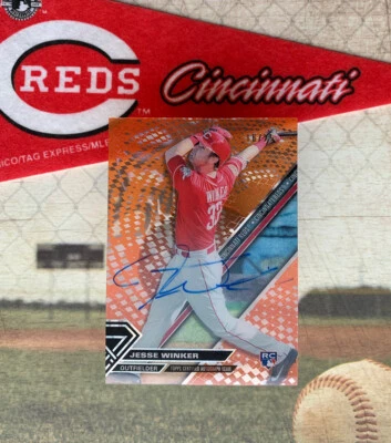 2017 Topps High Tek JESSE WINKER AUTO #/25 ORANGE MAGMA DIFFRACTOR Autograph NYM - Image 1 of 4