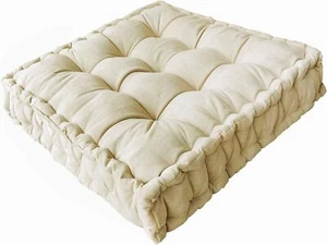 Oversized 25 Inch Beige Corduroy Floor Pillow Soft Comfortable Seat Cushion - Picture 1 of 7