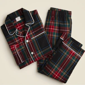 J Crew Kids' long-sleeve flannel pajama set Boys XL Red Plaid - Picture 1 of 8