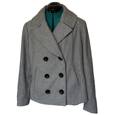 Chaquetón Merona Gris Doble Pecho con Forro Rosa Mezcla de Lana Para Mujer Talla XL Foto 1 de 4