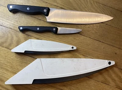 Pampered Chef Paring Knife w/Sharpening Case #1044 – 3” Bent & 8” Butcher READ - Image 1 of 4