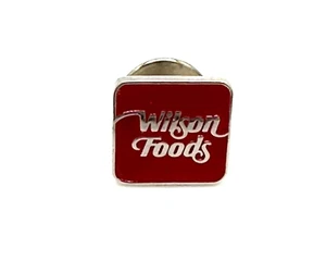 🔴 Wilson Foods Red Square Lapel Pin Red/Silver .5" x .5" BP7 - Picture 1 of 3