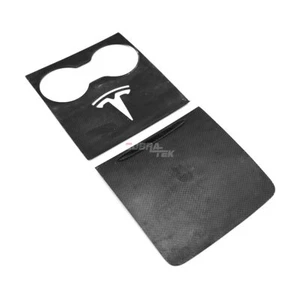 Juego de fundas para consola central Tesla modelo 3 Y 21-24 acabado fibra de carbono forjado - Imagen 1 de 5